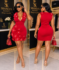 Scarlet Bloom Mini Dress