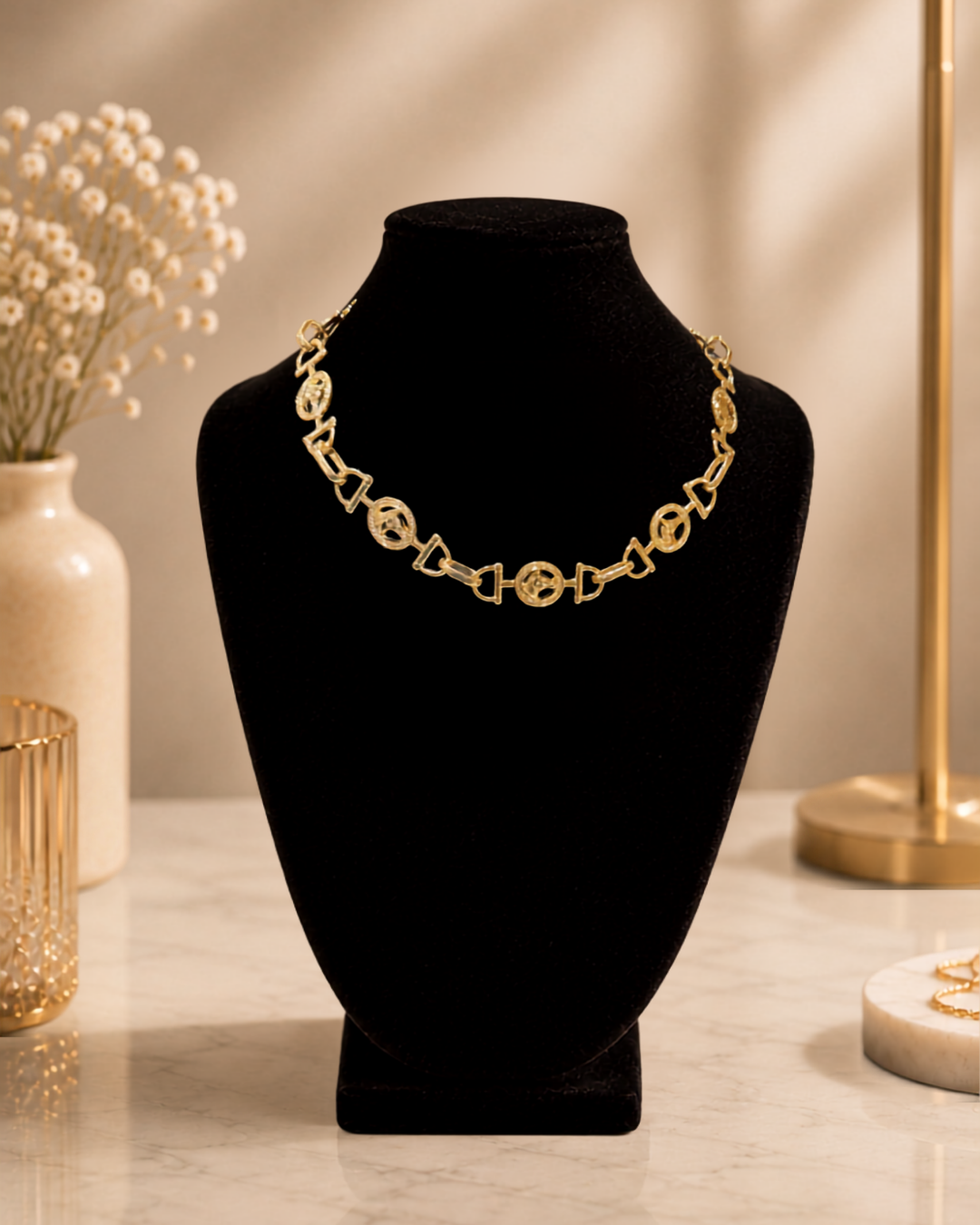 Gold Medallion Link Necklace
