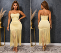 Golden Fringe Midi Dress