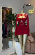 Red Lace Cute-Out Mini Dress