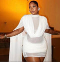 White Goddess Drape Mini Dress